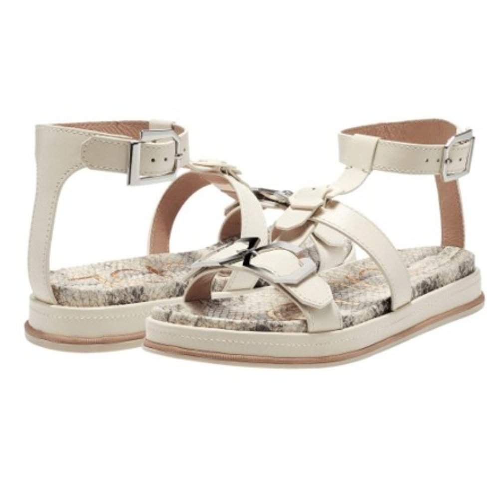 Louise et Cie Cream and Gray Strappy Sandals